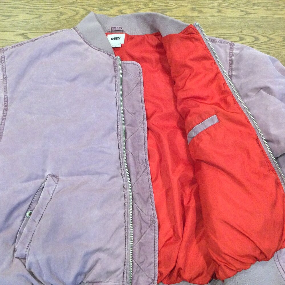 obey flight padded relaxed-fit woven-blend jacket SZ S - Picture 10 of 10